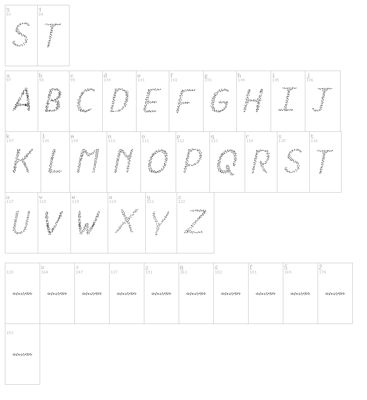 HKH Spring Buds font map